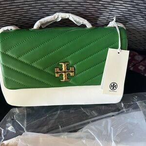 Tory Burch Green and White Shoulder Bag